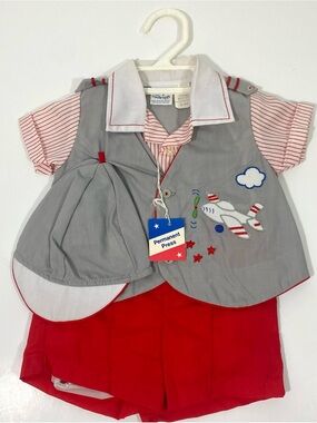 Boy’s NWT Vintage 80’s Cradle Togs Airplane Outfit 9 Months